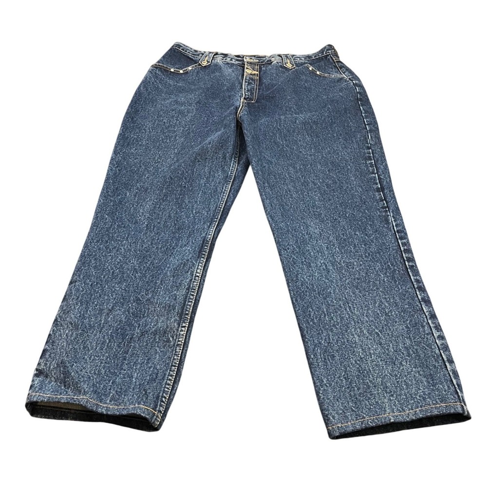 Lawman Western Jeans Womens 21/22 Blue Relaxed Fit High Rise Studded 90s Vintage