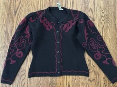 Vintage 1990’s Avant Garde Ganto’s Crewel Embellished Sweater Black Burgundy M