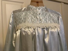 Vtg Sears Fundamentals Nightgown Blue Floral Pearls Classic Granny 80s 48” Med