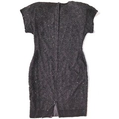 Stenay Cocktail Dress Women 6 Black Silk Beaded Vintage 1980s Evening Party Glam