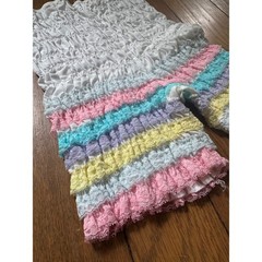 Vintage 80s Malco Modes Pastel Rainbow Lace Ruffle Smocked Bloomers