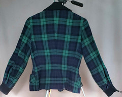 VTG EARLY 50s Deréta London GREEN AND NAVY WOOL PLAID JACKET