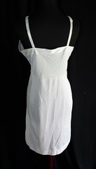 Vintage Pinkish white full slip no label, Double skirt panel front, SZ 36″, nylo