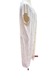 Vintage Size XL Floral Nightgown Ivory Pink Cotton Blend Short Sleeve Lace Trim