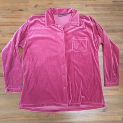 Vintage Y2K Honors Button Down Pink Velvet Shirt/ Cover Up Size XL