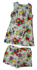Mini Dress Shorts SET 18 1/2 Floral 60s 70s Hippie VTG ILGWU Union Made in USA