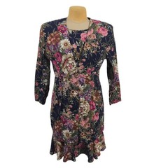 Just In Thyme Ltd Dress and Jacket Set Women Size 14 Floral 2 Piece Vintage 90s