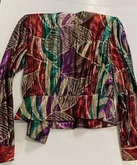 Vintage 1980s Anne Klein For New Aspects Metallic Disco Wrap Blouse Used sz 6