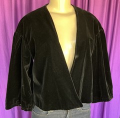 TRUE VINTAGE Black Velvet Swing Capelet Wide 3/4 Sleeves *Size S