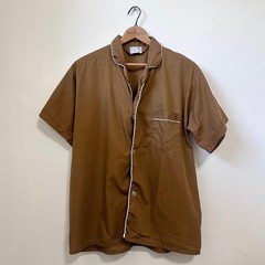 Vintage 60s 70s Royal Knight Brown and white button up shirt pj shirt