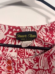 Stuart Alan Vintage Made in USA Women’s Hawaiian White/Red Floral Blouse Size 18