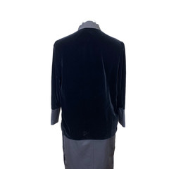 Vintage Gucci Pencil Skirt & Deep-V Neck Sexy Velvet Blouse Set Satin Work Wear
