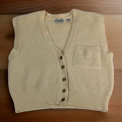Villager angora cardigan sweater vest women size medium lamb wool vintage