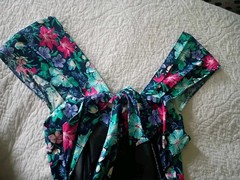 All That Jazz Vintage 80s/90s Floral Tiered Green Pink Navy Midi Dress Size S