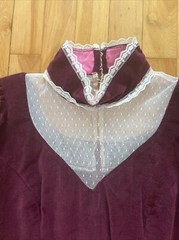 Vintage Maroon Red Velvet Women’s Sz XS/S Maxi Dress w Lace Trim Goth Prairie