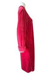 Vtg Nordstrom Lingerie Velour robe sleepwear house coat Red Zip Up M/L