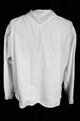 Plus Size Antique French Edwardian White Cotton Blouse 46″ Bust Exc Cond