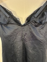 VTG 90s Victoria Secret Satin Lace Shaping Slip Black Hollywood Glamour 34 D