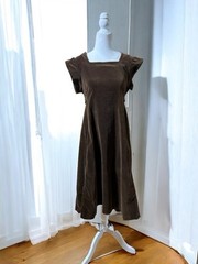 VTG 70s Over The Rainbow Brown Velveteen Pinafore Dress Academia Velvet M/L 32W