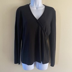 Vintage Ann Taylor LOFT Sze L Large Black Long Sleeve Sweater Rayon Nylon Accent