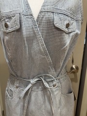 Z. CAVARICCI Vintage Checkered Denim Wrap Dress 100% Cotton Sz 12 NWT! Made USA