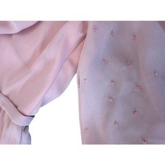 Vintage Blush Pink Cowl Neck Maxi Dress Swiss Dot Sleeve Empire Waist Pink 51in