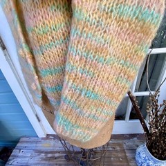 vtg 50s 60s ROSANNA Italy Mohair Rainbow Pastel Cardigan Sweater Hand Knit S/M