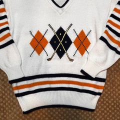 VTG Quantum 80s Golf Argyle Sweater Preppy Country Club SZ M Old Money Classic