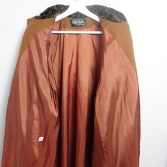 Portrait Vintage Tapestry Trim Overcoat Oversized Brown Wool Blend Western USA