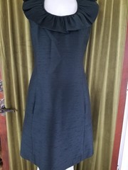 1960’s MR. BLACKWELL DESIGN Black Silk Shift Womens Vintage Dress Sleeveless S M