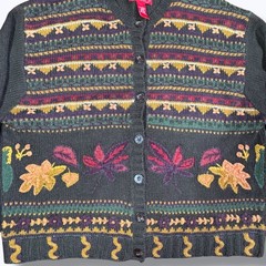 Vintage Venezia Jeans Fall Leaves Cardigan 18/20 Plus Size Cottagecore Knit Cozy