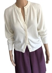 vtg Lord & Taylor Lightweight Cardigan Sweater PS Ivory Pearl Buttons USA