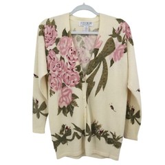Studio Michelle Stuart Lambswool Angora Sweater Womens S Cream Bloomcore Vintage