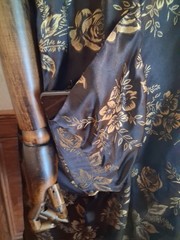 Vintage 1970s/1980s Black Gold Brocade Satiny Chinoiserie Caftan Dress, 2X-3X