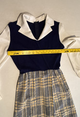 Vintage Gay Gibson Dress Mod 60s 70s JR Small 2 4 Navy Blue & Plaid Schoolgirl