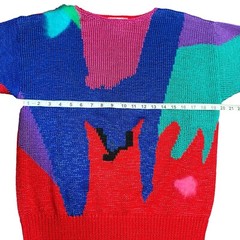 Vintage 1980’s Enfin by Marcia Red Blue Red Nylon Blend Sweater Medium/Large