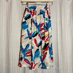 Vintage Claude Abstract Brushstroke Midi Skirt Womens 1/2-P ILGWU Made in USA