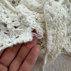 Y2K Vintage Crochet Tie Crop Top XS Small Cream Boho Fairy Grunge Whimsigoth