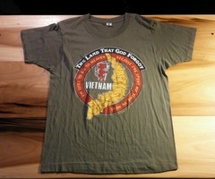 Vtg 80’s 1984 Vietnam paper Thin T Shirt Devil Diablo Logo L Military Trucker