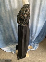 Vintage 1980s 1990s Metallic Top Jumpsuit Size 6 Black Gold Performance Costume
