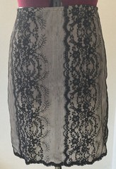 Vtg 60s VAN RAALTE Sz S Nylon 1/2 Slip Light Grey Black Floral Lace Mesh Overlay