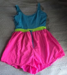 Gitano Vintage Neon Geometric Beach Swimsuit Shorts Romper Spandex 11/12 NEW