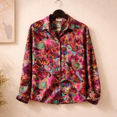 Jaeger 32 Vintage 80’s Great Britain Psychedelic Paisley Heart Blouse Multicolor