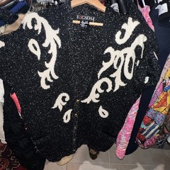 Escada Vintage 80s SWIRL PATTERN Sweater WOOL RAYON NYLON CASHMERE Size MED LG