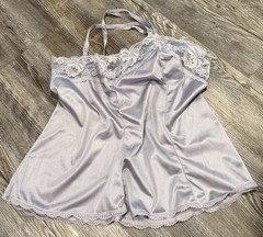 VTG 80s Collectible Classics Women’s Lilac Silky Satin Nylon Floral Laced Cami M