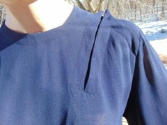 VTG 40s Blue Rayon Crepe Dress Lots of neat 40s details XL 42B