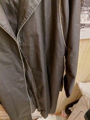 Vintage Coat Famous Trigere Swing Coat 12 All Weather Black With Waist Tie