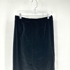 vintage 70s 2 PIECE VELVET SUIT black S M skirt jacket rhinestones office siren