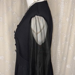 Vintage Puritan Forever Young Long Black Maxi Dress Sheer Sleeves Medium