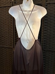 Vintage PETRA LACE SWEEP NIGHTGOWN Plus Size 1X NYLON Long Backless Goth BLACK